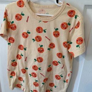 Amazon Cream and Orange Short Sleeve Tee with Playful Citrus Print